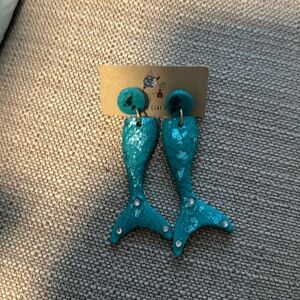 Blue mermaid tail earrings